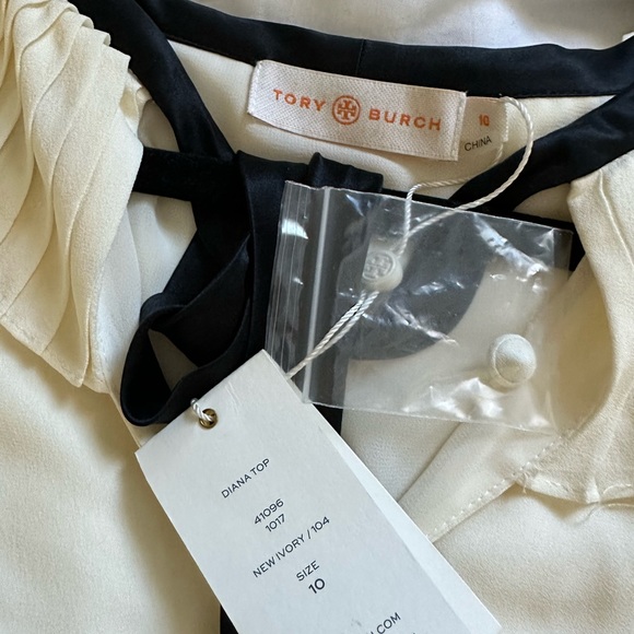 Tory Burch Diana bow pleated silk chiffon blouse - Picture 8 of 8